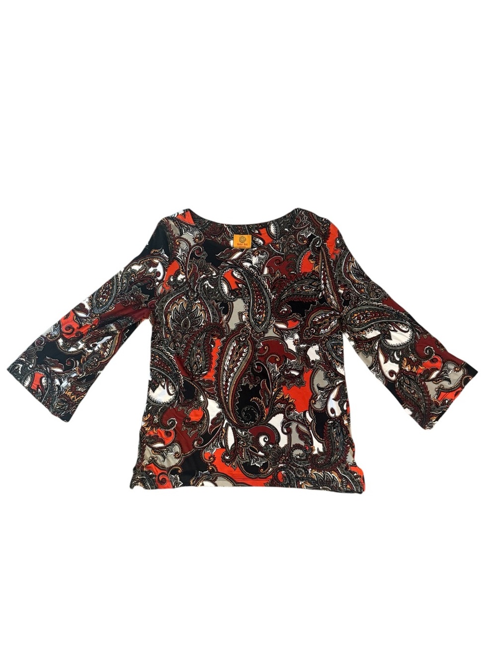 Ruby Rd. Red Paisley Boatneck Blouse - Picture 3 of 5